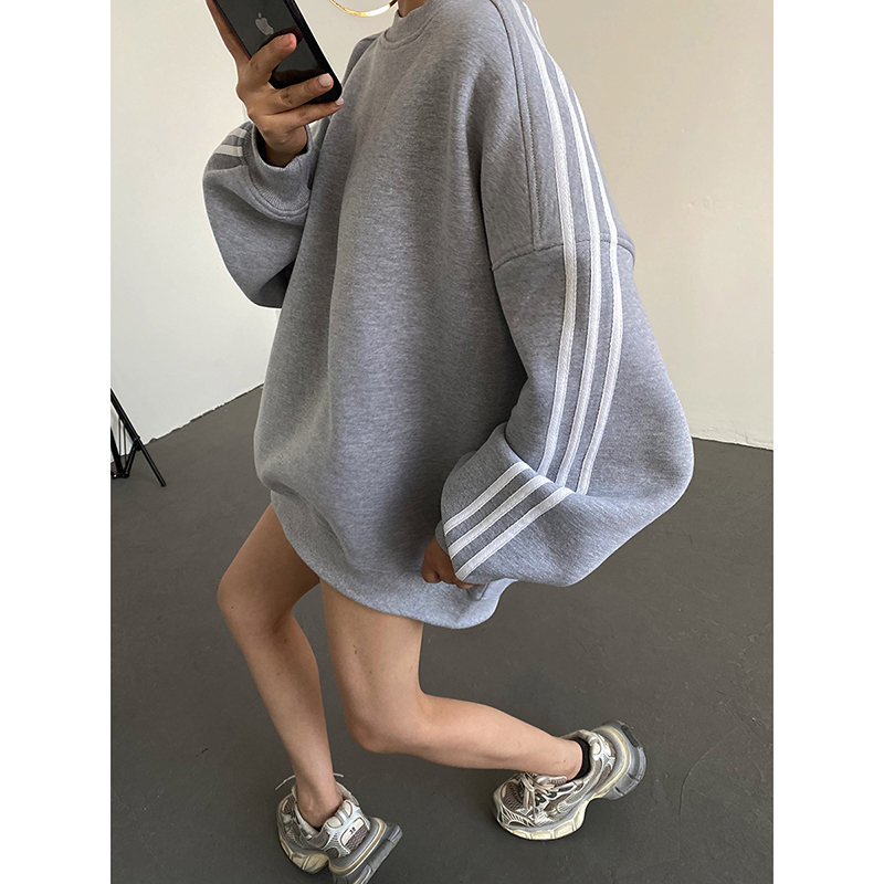 宽松条纹显瘦设计感小众