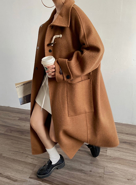 AcupStudio江右上 牛角扣双面呢大衣女高级感宽松中长款毛呢大衣