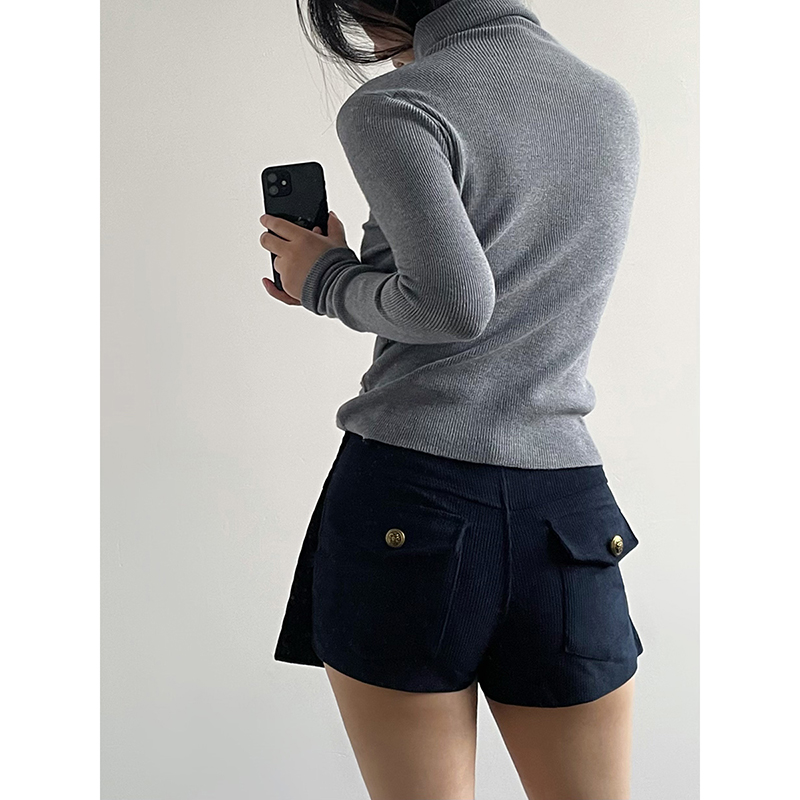 Acupstudio江右上 细坑条高领针织衫女新款秋冬内搭修身打底上衣