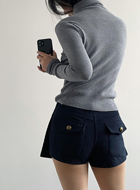 Acupstudio江右上 细坑条高领针织衫女新款秋冬内搭修身打底上衣