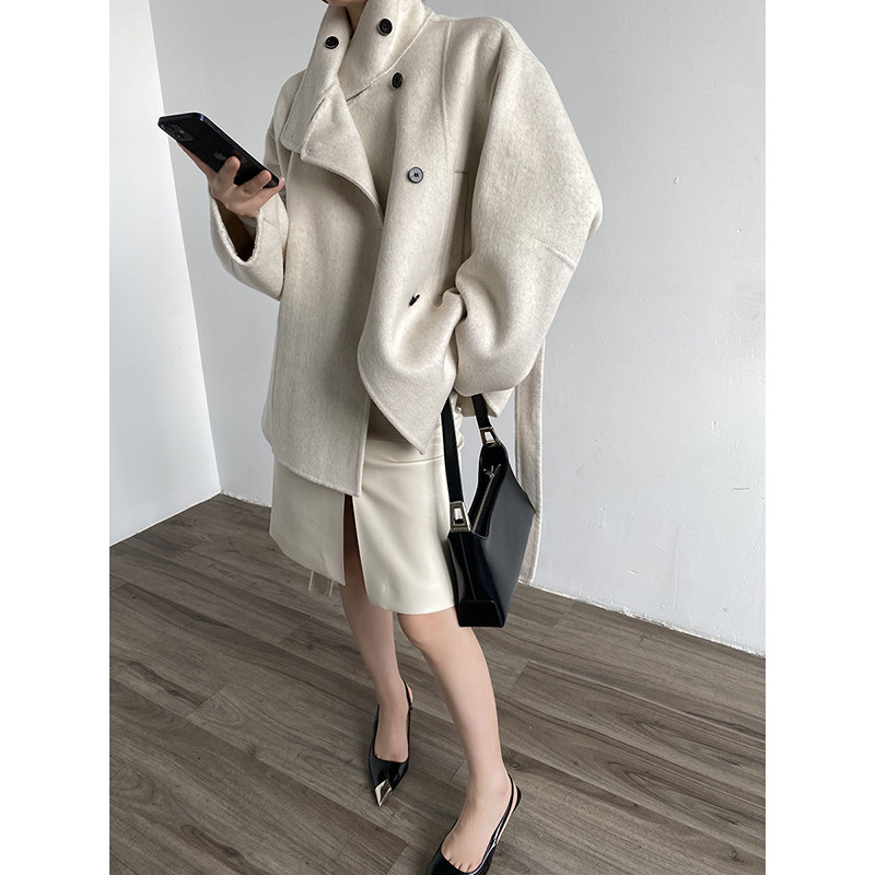 AcupStudio江右上 时尚高级感米白双面羊毛短外套立领长袖夹克,女装/女士精品,毛呢外套,淘宝优惠券,粉丝福利购,淘宝优惠卷
