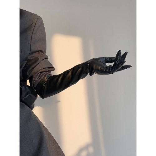 AcupStudio江右上 长款皮手套