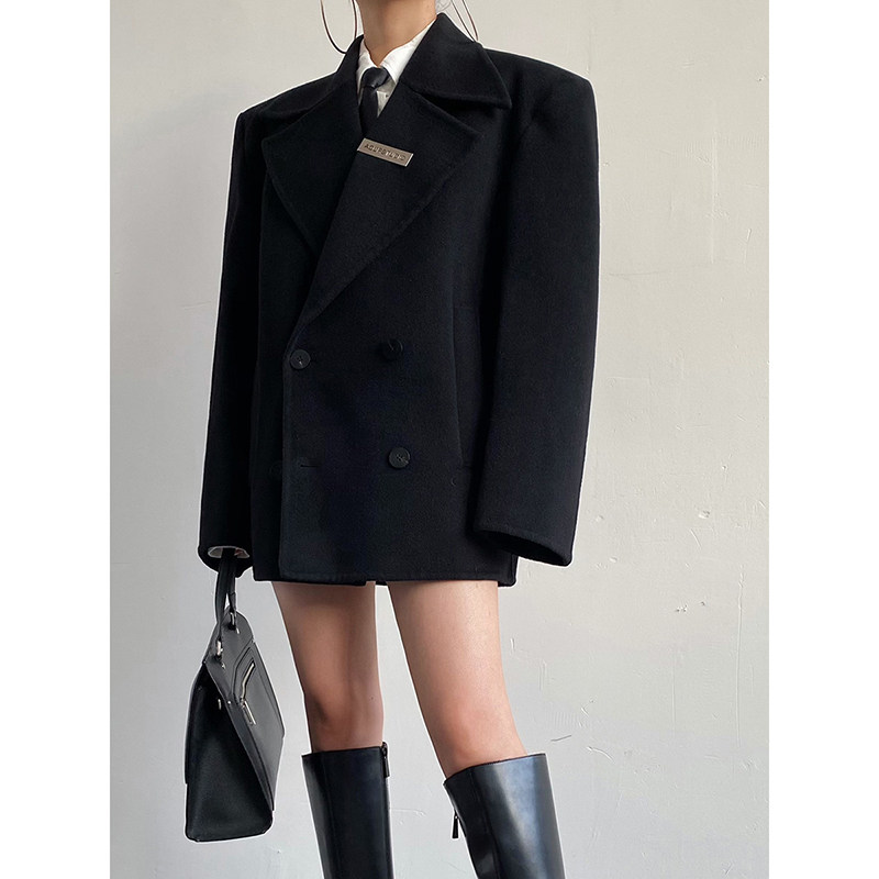 AcupStudio江右上 宽肩廓形毛呢西装外套女秋季高级感宽松西服