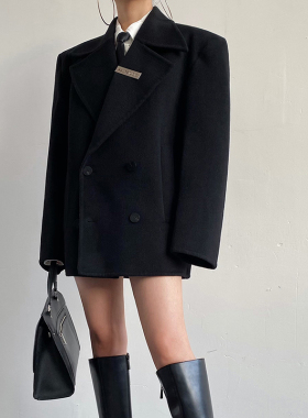 AcupStudio江右上 宽肩廓形毛呢西装外套女秋季高级感宽松西服