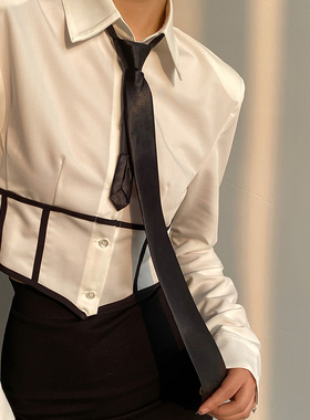 AcupStudio江右上 美式黑色百搭领带女小众高级感衬衫领结