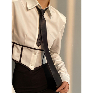 AcupStudio江右上 美式黑色百搭领带女小众高级感衬衫领结