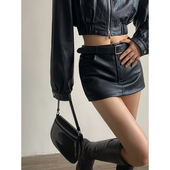 AcupStudio江右上 女 欧美高级感防走光包臀质感高腰辣妹皮短裤