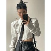 短款 女辣妹风修身 衬衣上衣 拉链垫肩设计感衬衫 AcupStudio江右上