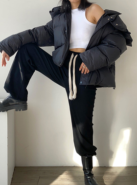 AcupStudio江右上 大翻领短款羽绒服外套女设计感加厚宽松面包服