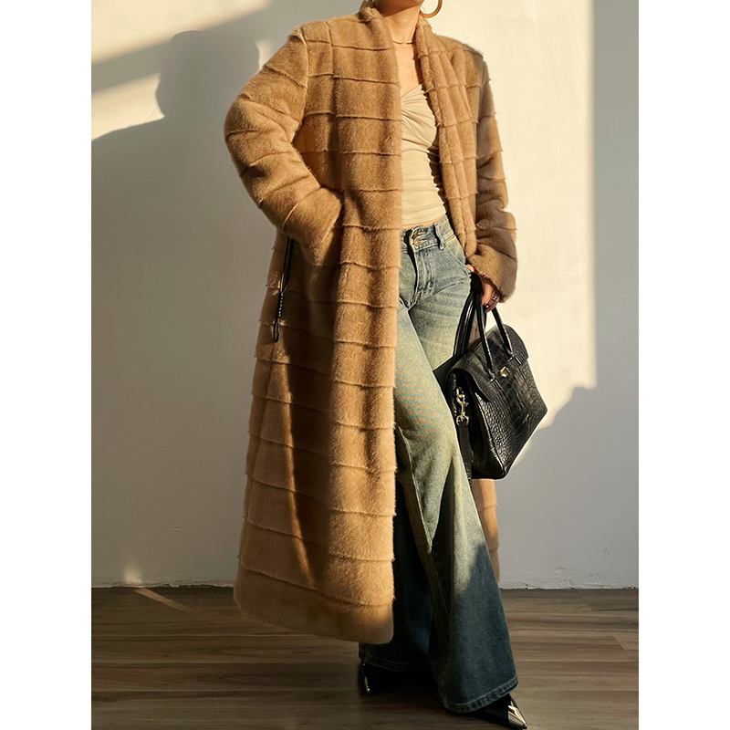 长款层次感百搭仿皮草毛毛外套