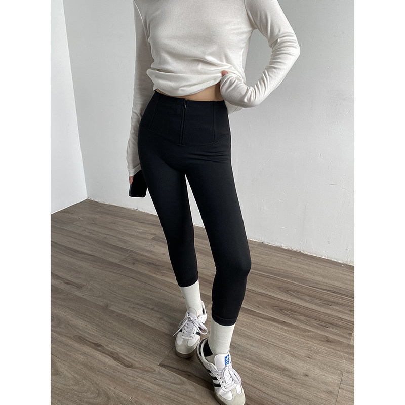 拉链打底裤修身显瘦保暖鲨鱼裤