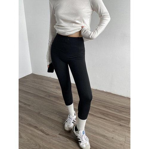 拉链打底裤修身显瘦保暖鲨鱼裤