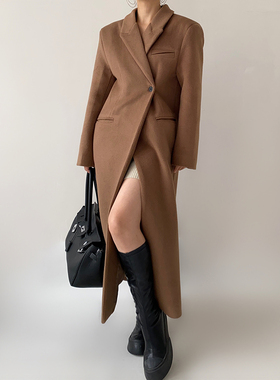 AcupStudio江右上 西装毛呢外套女秋冬高级感收腰炸街大衣中长款