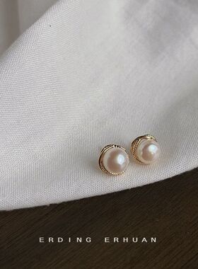 通勤款~淡水珍珠925银针镀14K日韩ins简约耳钉女气质耳饰工厂耳环