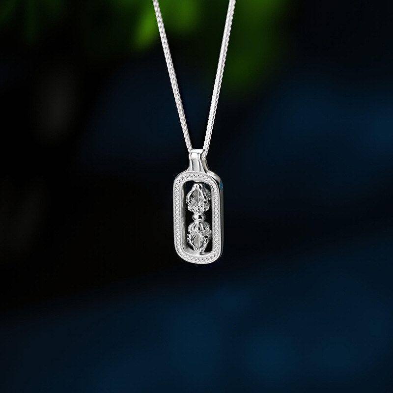 保真足银999纯银项链金刚杵吊坠项坠新款高级感轻奢小众锁骨链