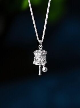 S999足银拨浪鼓项链轻奢吊坠