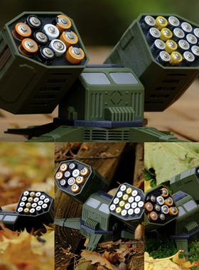 防空导弹发射架AA AAA电池18650收纳盒存放360旋转5号7号军迷解压