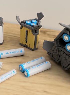 7号5号18650AA/AAA21700电池收纳盒弹仓导弹机甲风存放盒高达配件