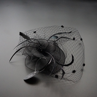 赛马会礼帽复古英伦名媛面纱礼服旗袍网纱宴会走秀夜上海羽毛头饰