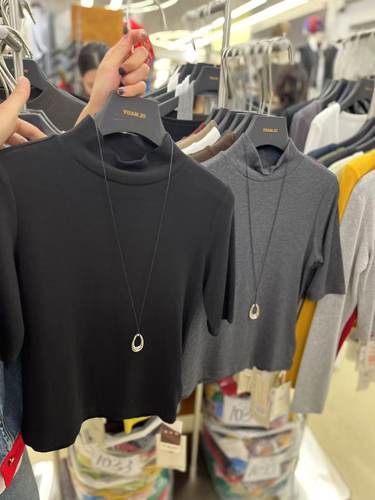 韩版洋气简约修身纯色短袖T恤女秋季新款半高领休闲百搭显瘦上衣