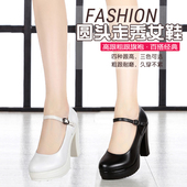 鞋 合唱团专业演出年会舞台走秀鞋 女高跟模特旗袍厚底圆头真皮大码