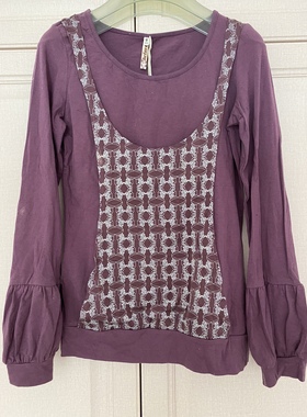 特价！before纯棉长袖假两件套设计款T体恤吊牌价179元（紫色）