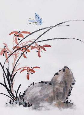 新款原创手绘国画真迹兰花小品斗方书画作品水墨装饰画芯宣纸字画