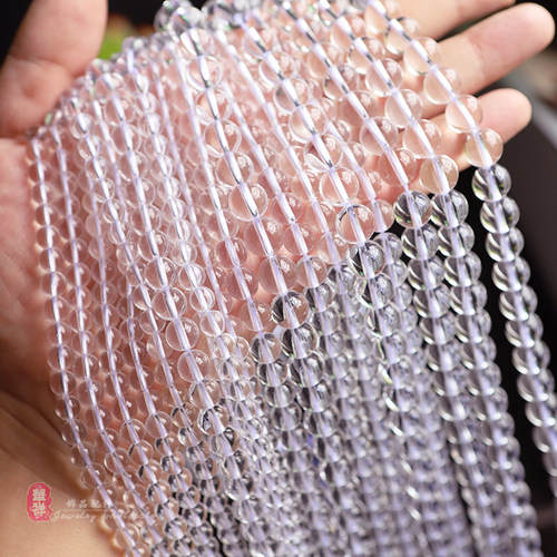 天然白水晶散珠diy手链项链配件