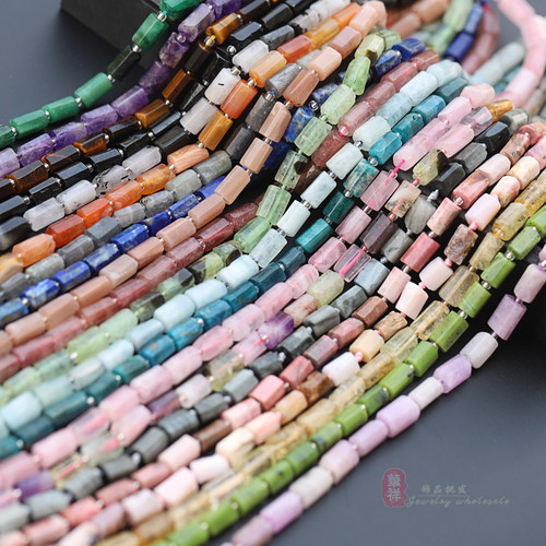 海蓝宝天然水晶切面圆柱长方珠