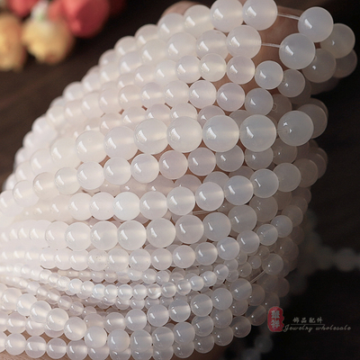 diy天然无优化冰透串珠白玛瑙
