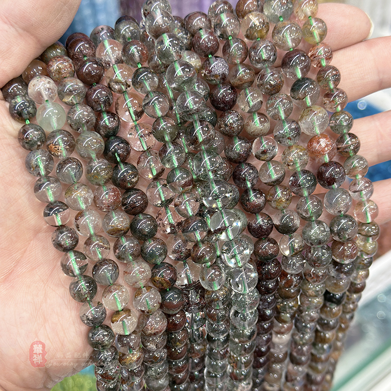 天然3A原矿绿幽灵圆珠散珠