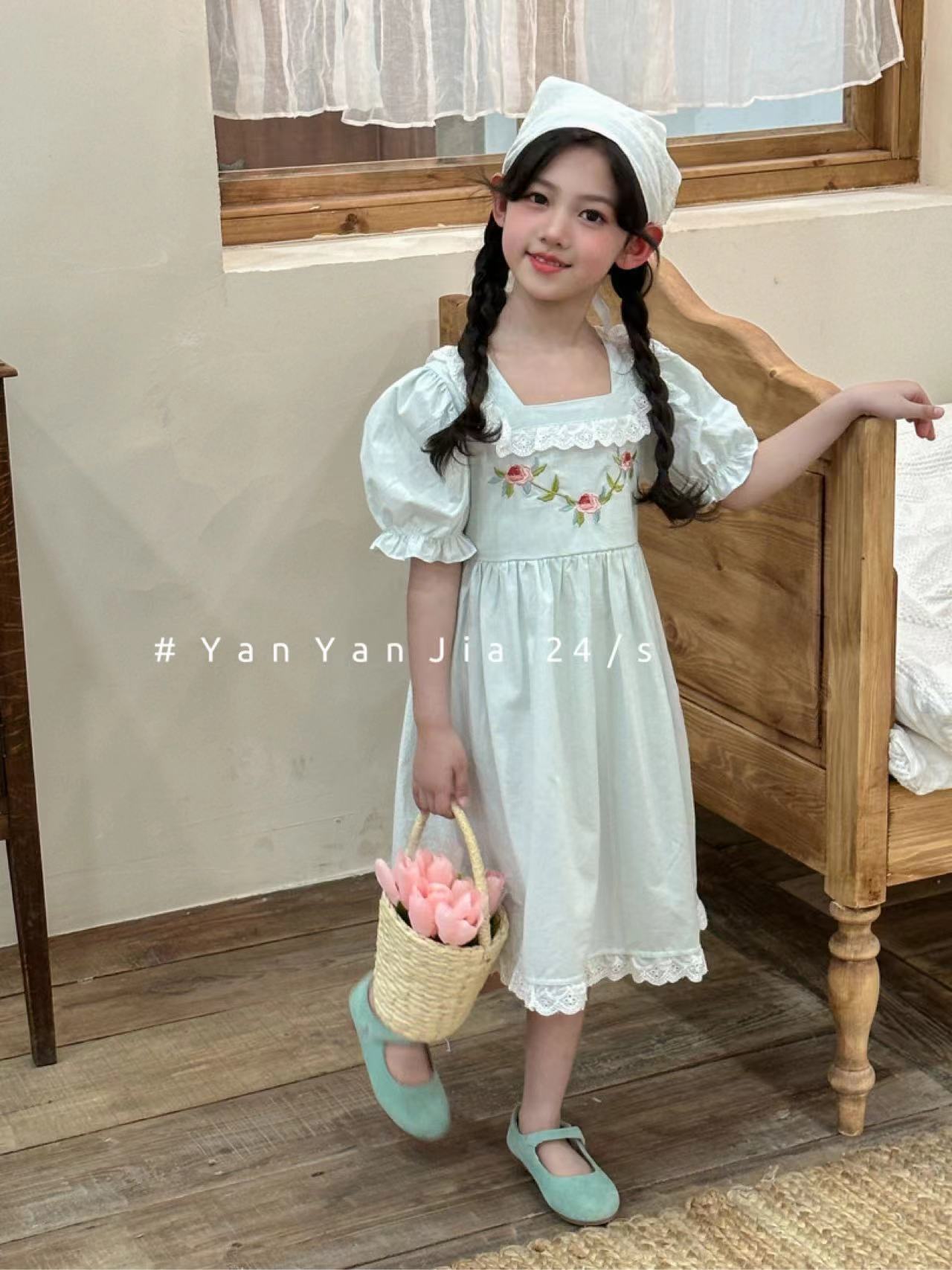 实体同步气质时髦洋气花花女宝蕾丝棉布裙连衣裙公主裙女童潮韩版