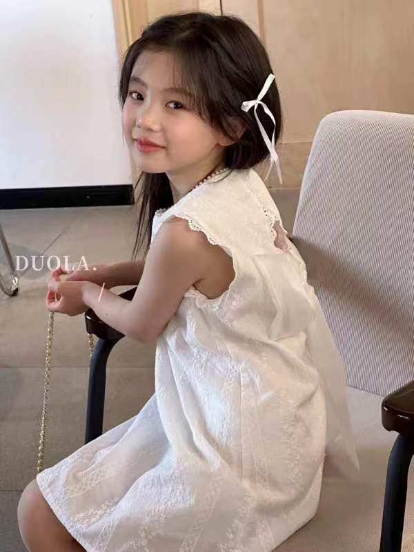 韩版童装2026夏季新款女童甜美花边背心裙女宝宝洋气露背连衣裙潮