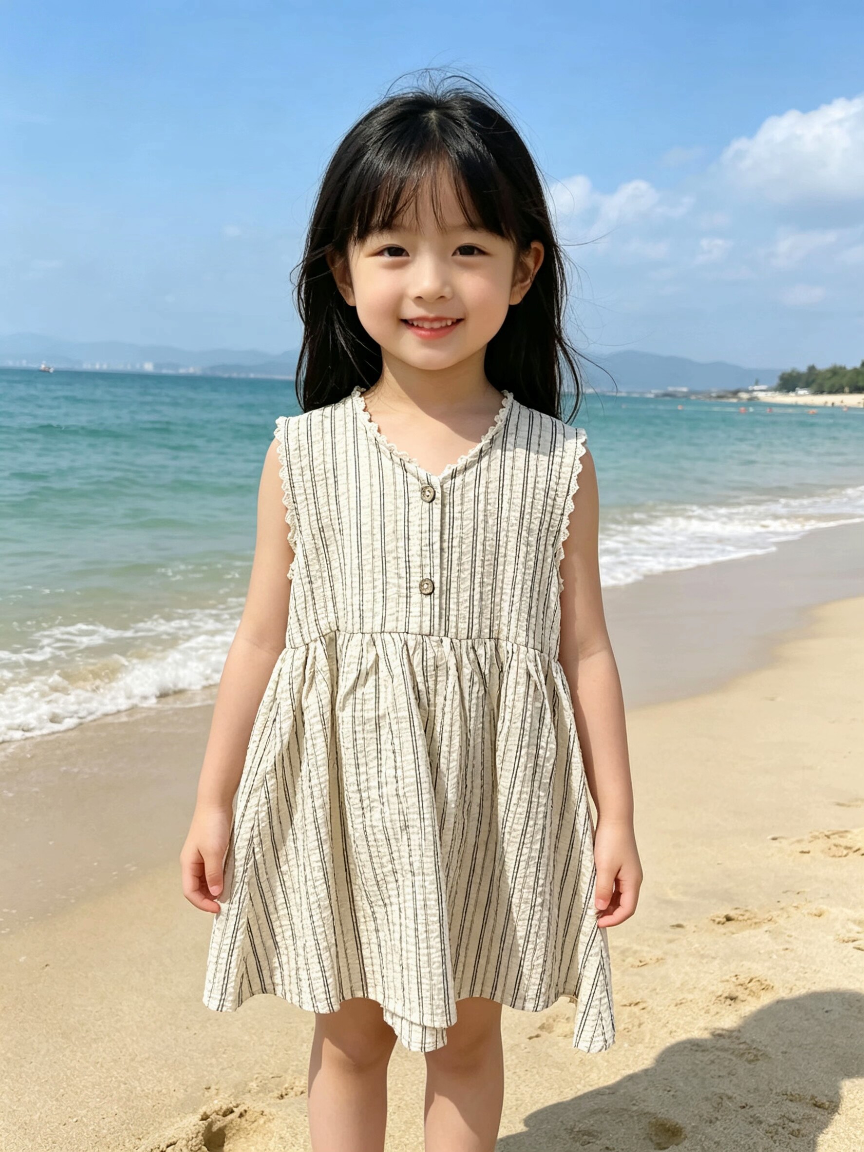 韩版童装女小童条纹连衣裙夏季可爱裙子小女孩洋气公主裙背心裙