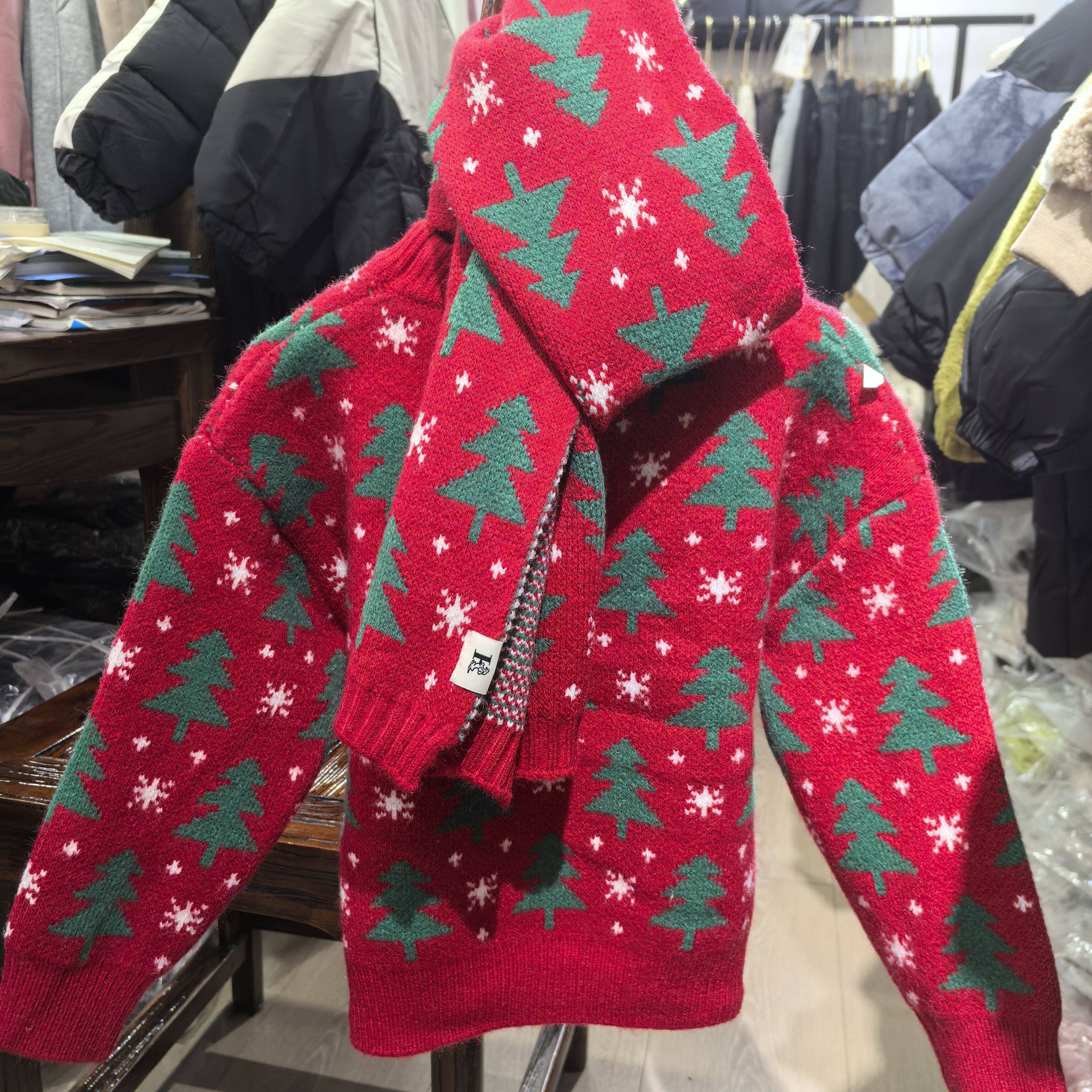 拜年服中国风喜庆过年儿童圣诞节元旦节毛衣针织衫男女童宝宝冬季