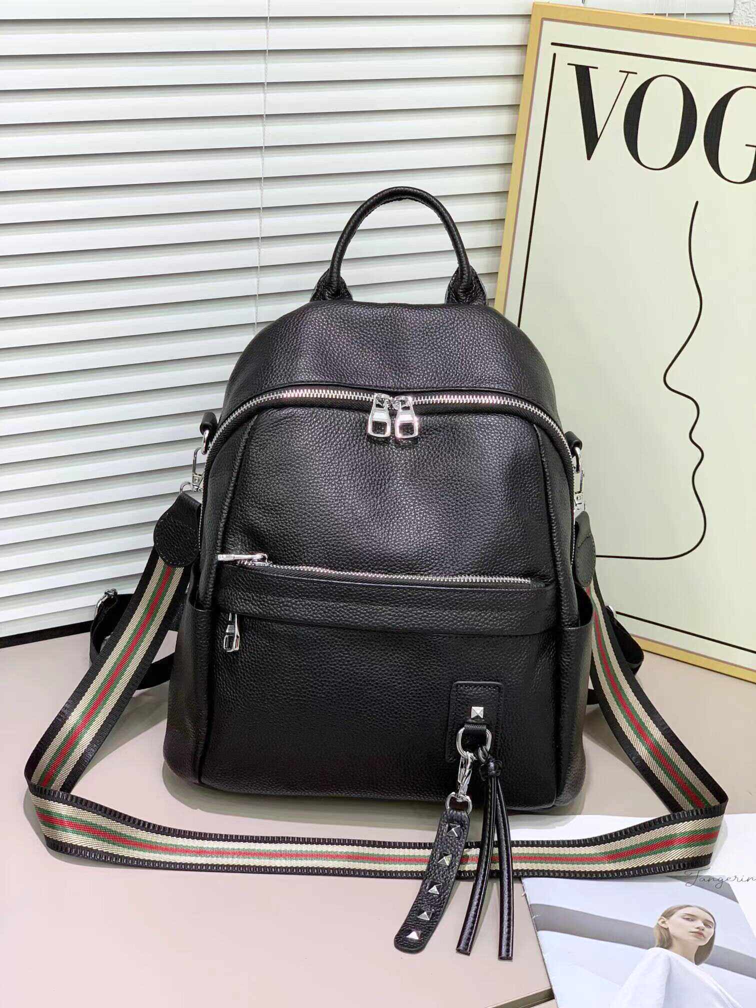 2024新款真皮女包时尚百搭通勤双肩包头层牛皮单肩包BL6232371