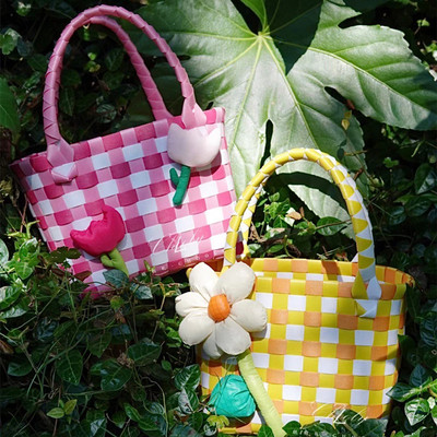 感恩节手工DIY编织包百搭手提花菜篮子托特包藤编沙滩包暖场活动