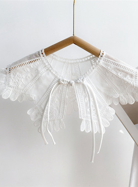 甜美小公主白色领子女夏百搭假领蕾丝单独衬衫领装饰搭肩小披肩