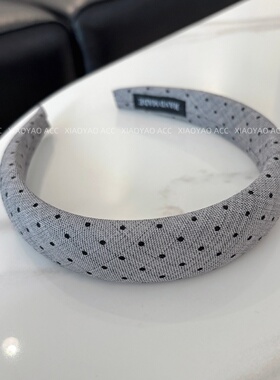 复古灰色波点宽边发箍女2026新款洗脸压发头箍小众通勤发卡发饰品