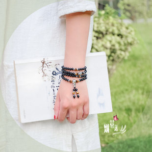 天然彩虹黑曜石虎眼石佛珠手链男女款108手串民族风情侣生日礼物