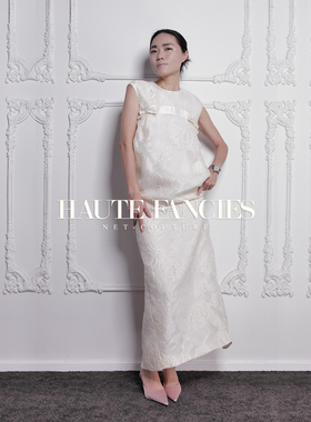 泰勒的HAUTE FANCIES后构想｜法式复古圆领茧型修身连衣裙长裙