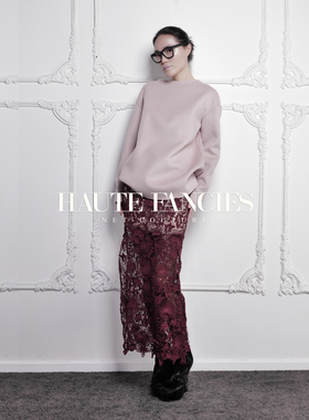 紫火HAUTE FANCIES后构想｜紫色浮雕立体蕾丝高衩包臀小鱼尾半裙