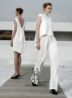 会跳舞的蕾丝 HAUTE FANCIES后构想|白色法式优雅中腰直筒蕾丝裤