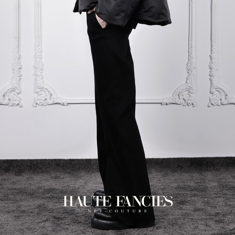 黄金比例 HAUTE FANCIES后构想｜黑色高腰牛仔直筒裤垂坠阔腿裤