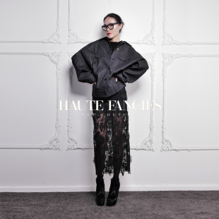 浮雕蕾丝HAUTE FANCIES后构想｜浪漫浮雕花朵高衩包臀蕾丝半身裙