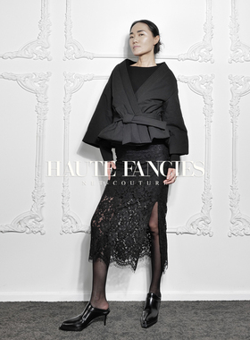 东方的 HAUTE FANCIES后构想｜秦风系带黑色防水棉棉服24冬季新品
