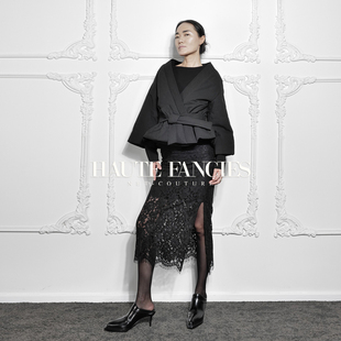 东方的 HAUTE FANCIES后构想｜秦风系带黑色防水棉棉服24冬季新品