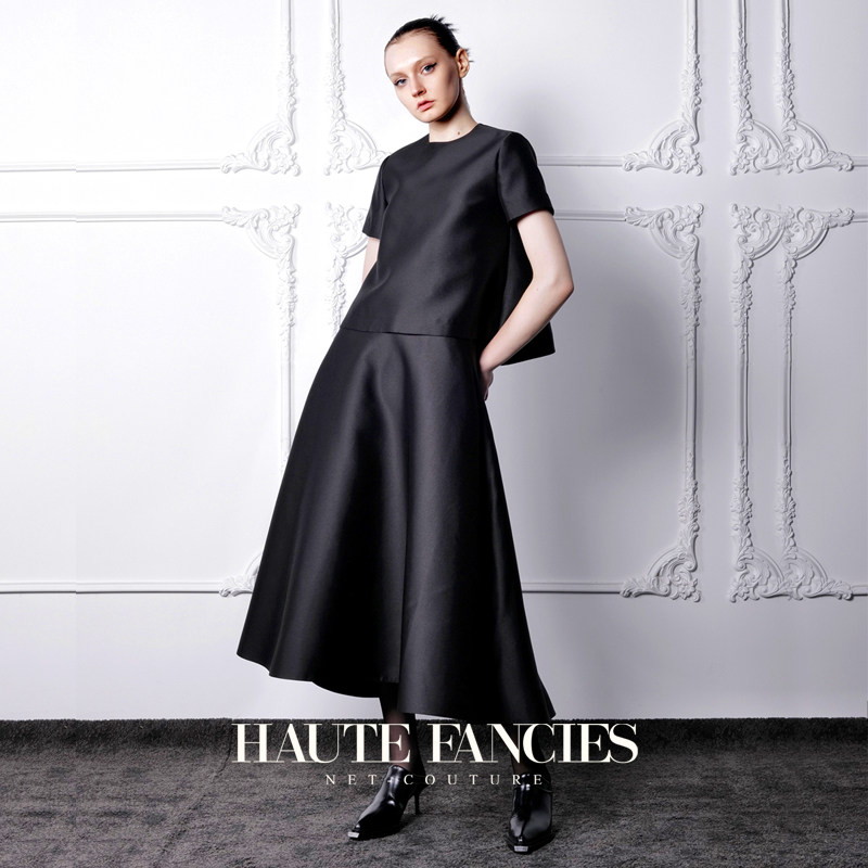 法式优雅 HAUTE FANCIES后构想 | 25秋冬黑色大褶A摆伞裙半身裙