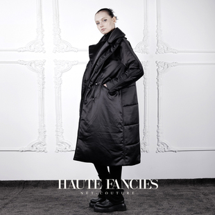 系带羽绒棉棉服24秋冬新品 FANCIES后构想｜黑色长款 HAUTE 包裹感