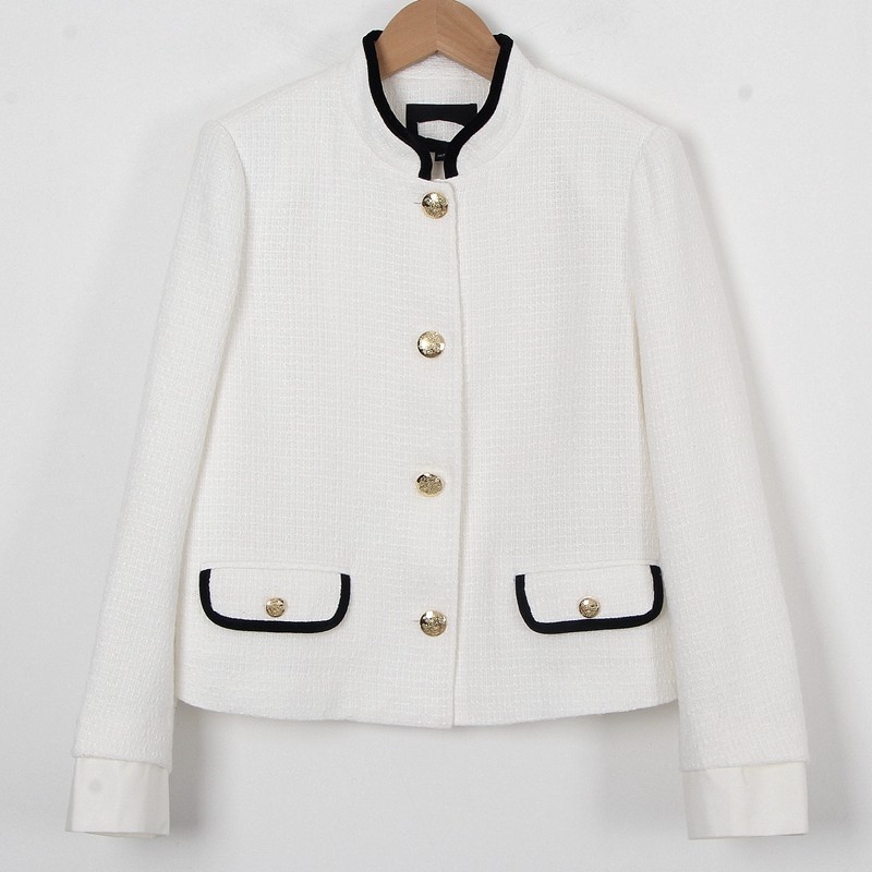 M系列品牌尾货女春季气质通勤撞色立领法式小香风短款外套